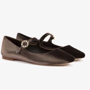 NWT larroude Blair Ballet Flat In Expresso Velvet